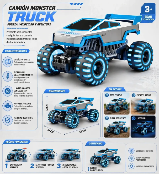 Camioneta Control Remoto 4x4 Todo Terreno Con Luz Led