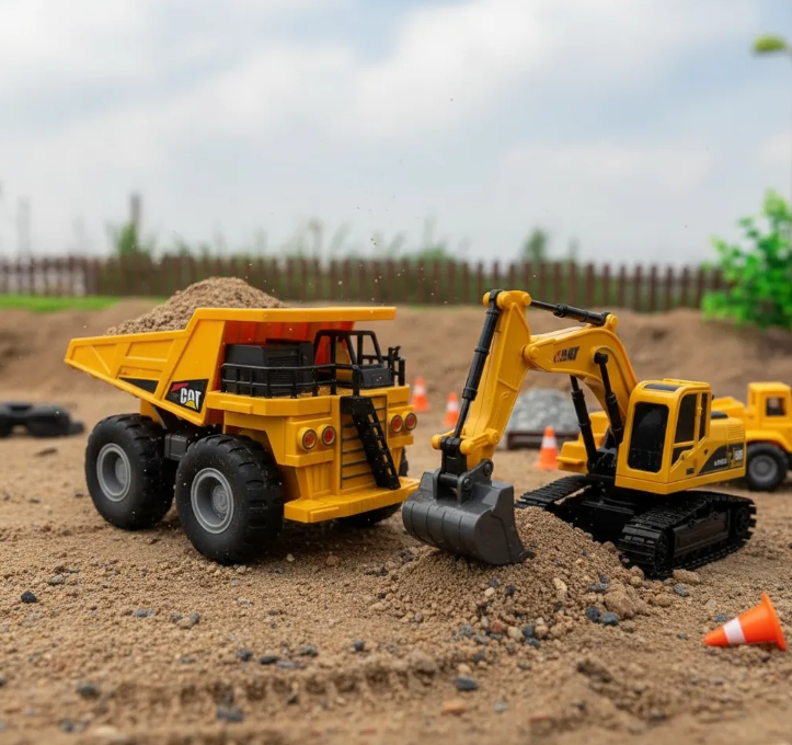 Set de Construcción con Camión de Volteo y Excavadora
