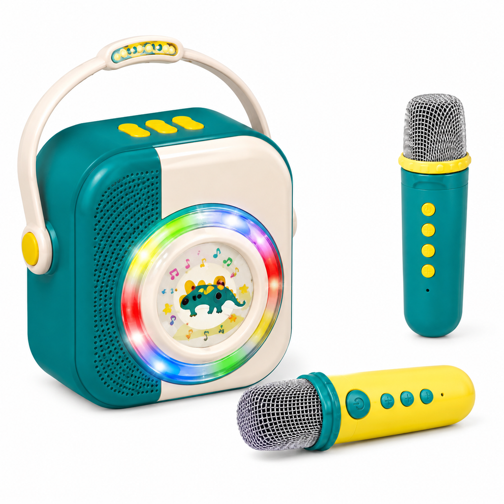 Karaoke Infantil Bluetooth Con 2 Micrófonos Inalámbricos