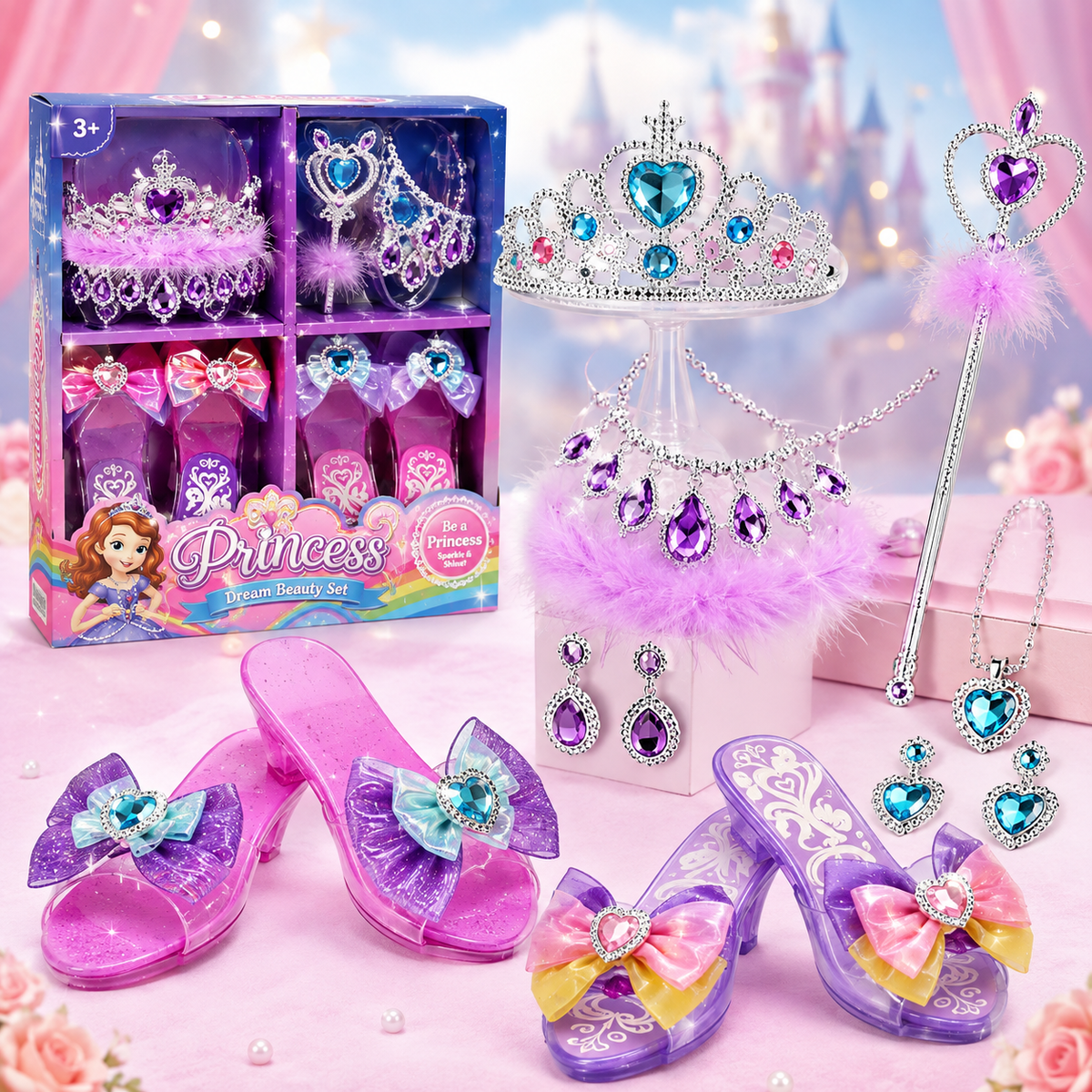 Set De Princesa Con Zapatos Y Accesorios Joyería Infantil