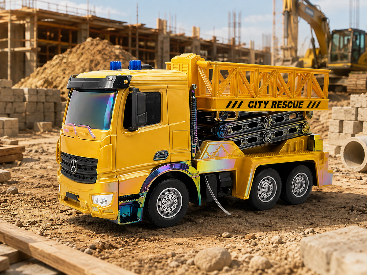 Camión City Rescue de Construcción con Plataforma Elevable para Niños